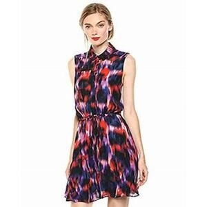 Parker Women Jemma Sleeveless Collared Elastic Waist Dress S